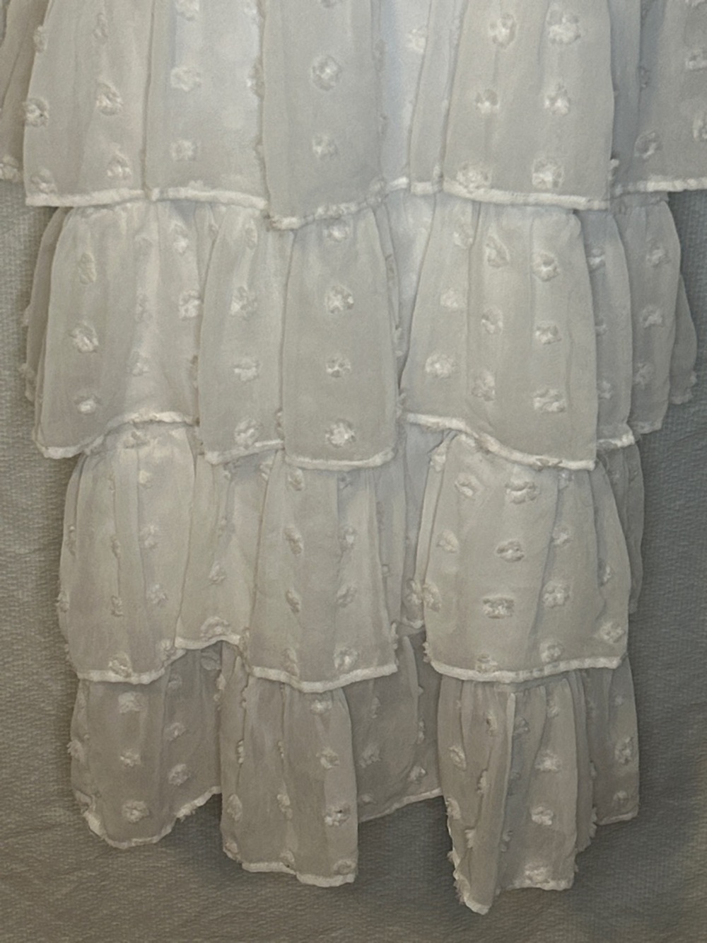 NWT Boohoo Bohemian Dotted Ruffled White Dress - Picture 3 of 7